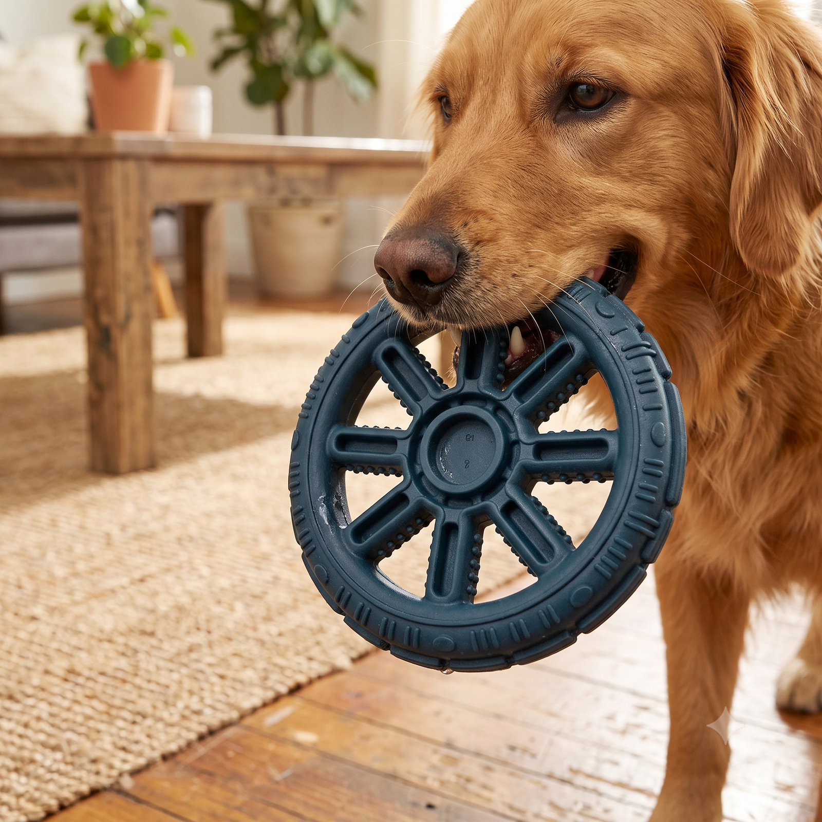 Kenia's Pet Shop Tough Rubber Wheel Dog Chew Toy - Durable Dental Teething Toy - Image 4