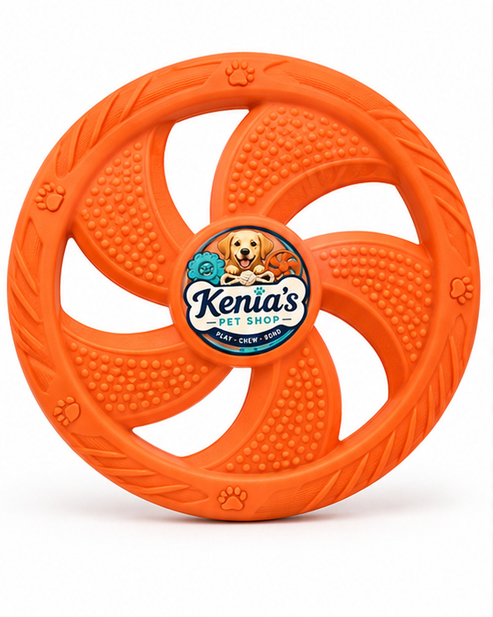 Kenia’s Pet Shop Dog Flying Disc Fetch Toy - Orange
