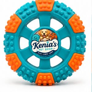 Kenia’s Pet Shop Tire-Shaped Dog Chew Toy - Teal and Orange