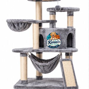Kenia’s Pet Shop Multi-Level Cat Tree with Condo and Hammock - Gray