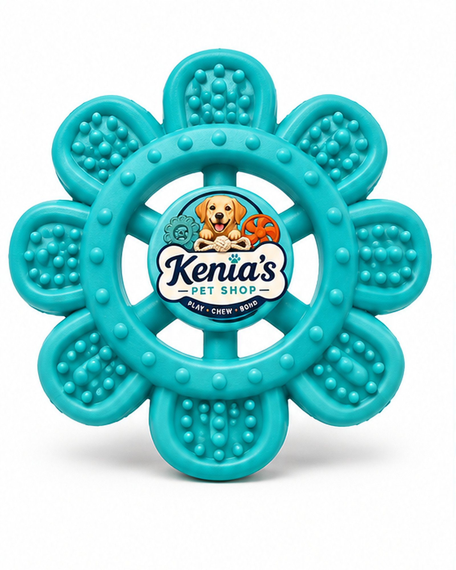 Kenia’s Pet Shop Flower-Shaped Dog Chew Ring Toy - Teal