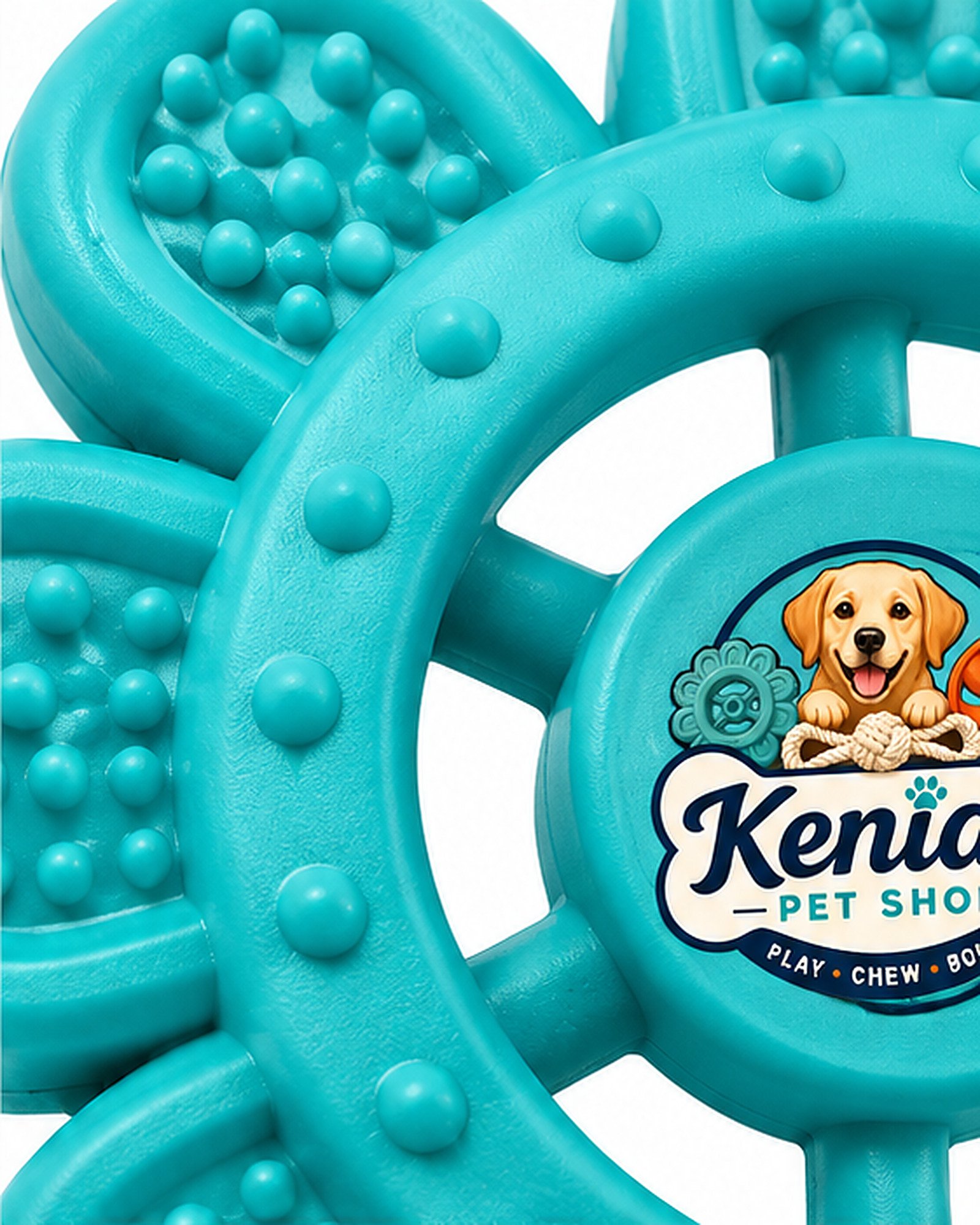 Kenia’s Pet Shop Flower-Shaped Dog Chew Ring Toy - Teal - Image 2