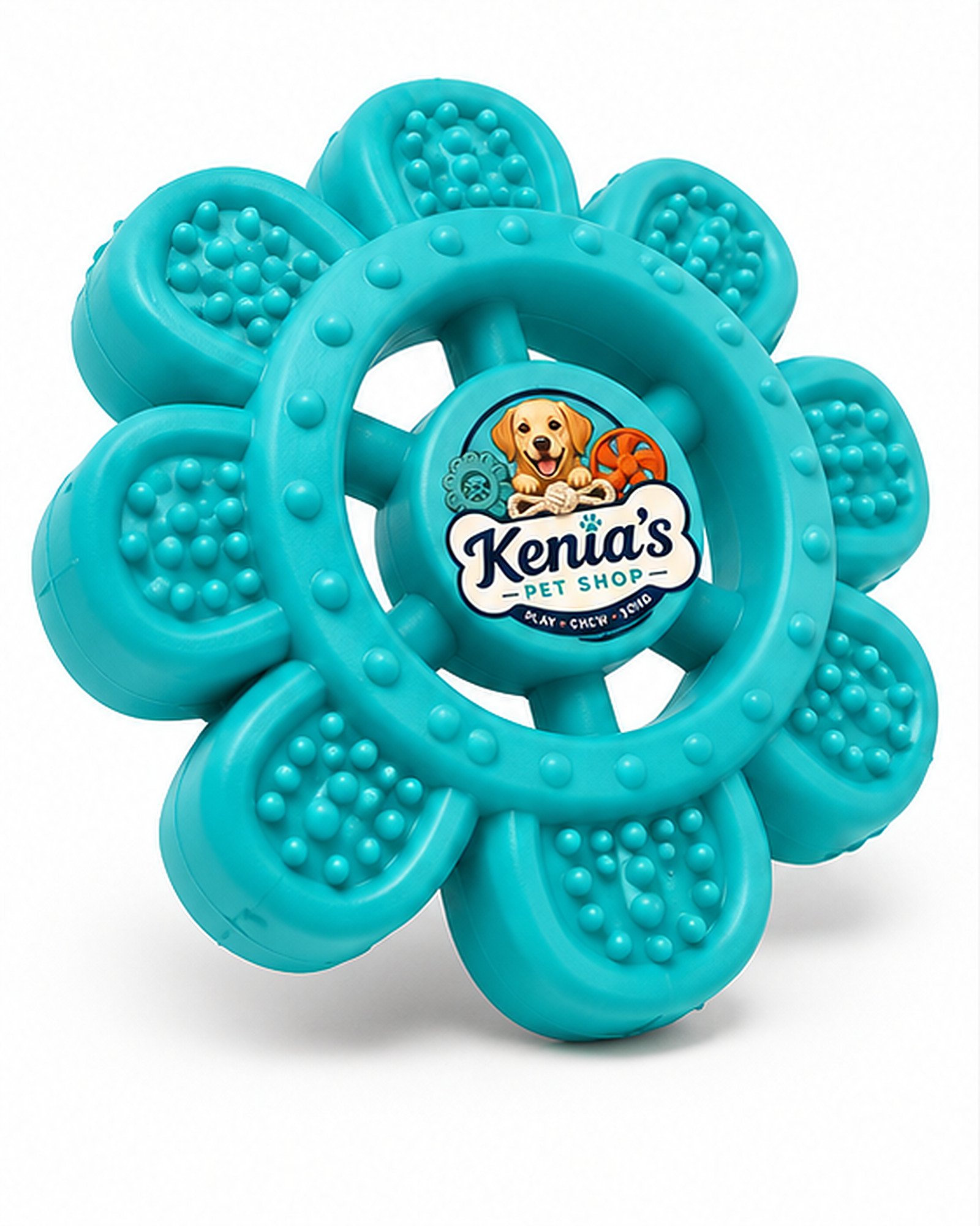Kenia’s Pet Shop Flower-Shaped Dog Chew Ring Toy - Teal - Image 3