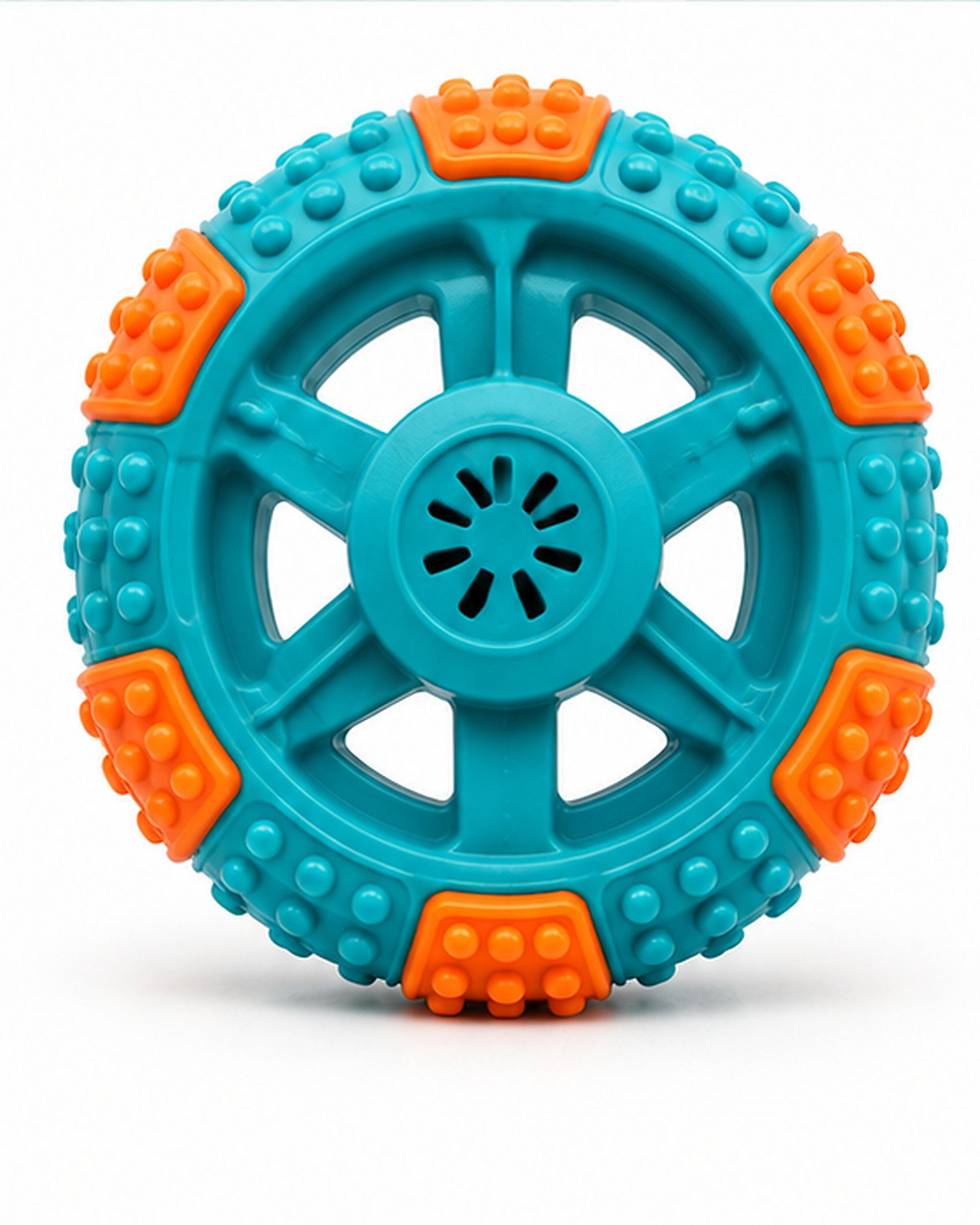 Kenia’s Pet Shop Tire-Shaped Dog Chew Toy - Teal and Orange - Image 4
