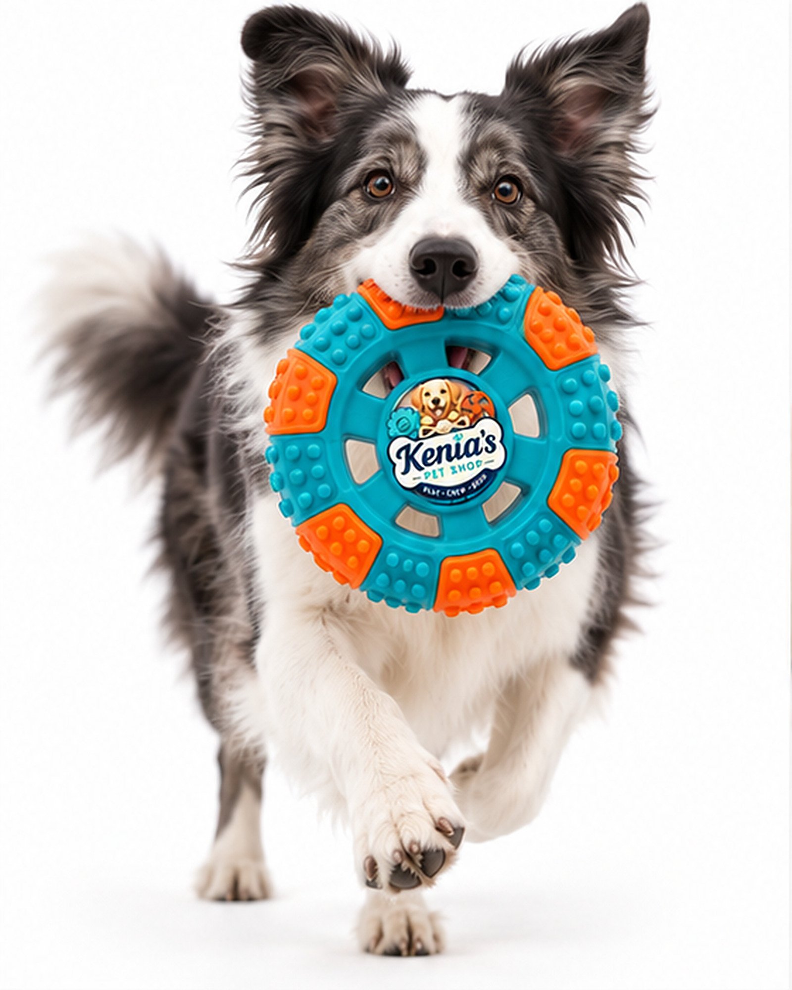 Kenia’s Pet Shop Tire-Shaped Dog Chew Toy - Teal and Orange - Image 5