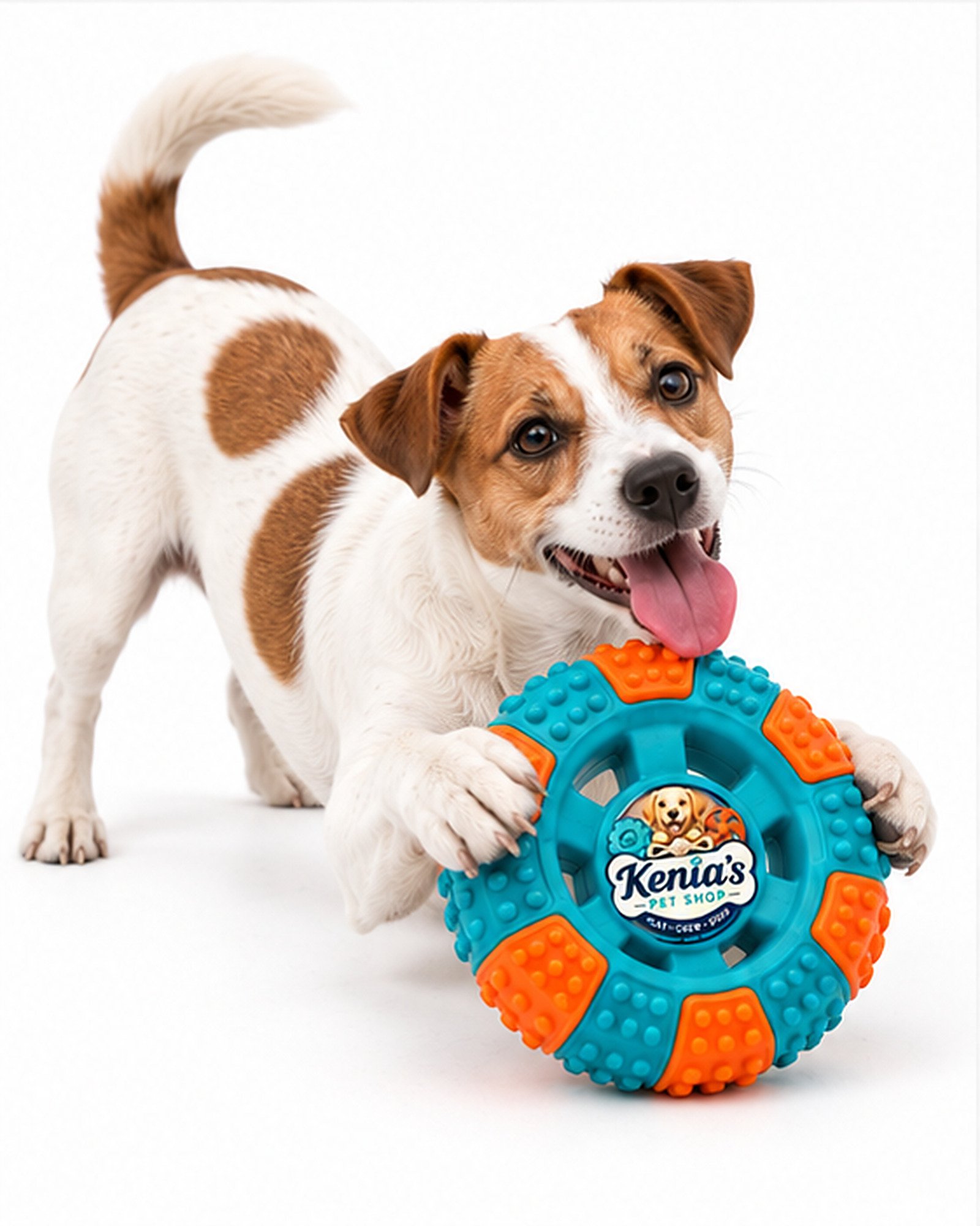 Kenia’s Pet Shop Tire-Shaped Dog Chew Toy - Teal and Orange - Image 7
